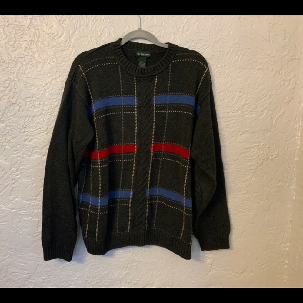 Dockers premium men’s Large cotton gray long sleeve sweater